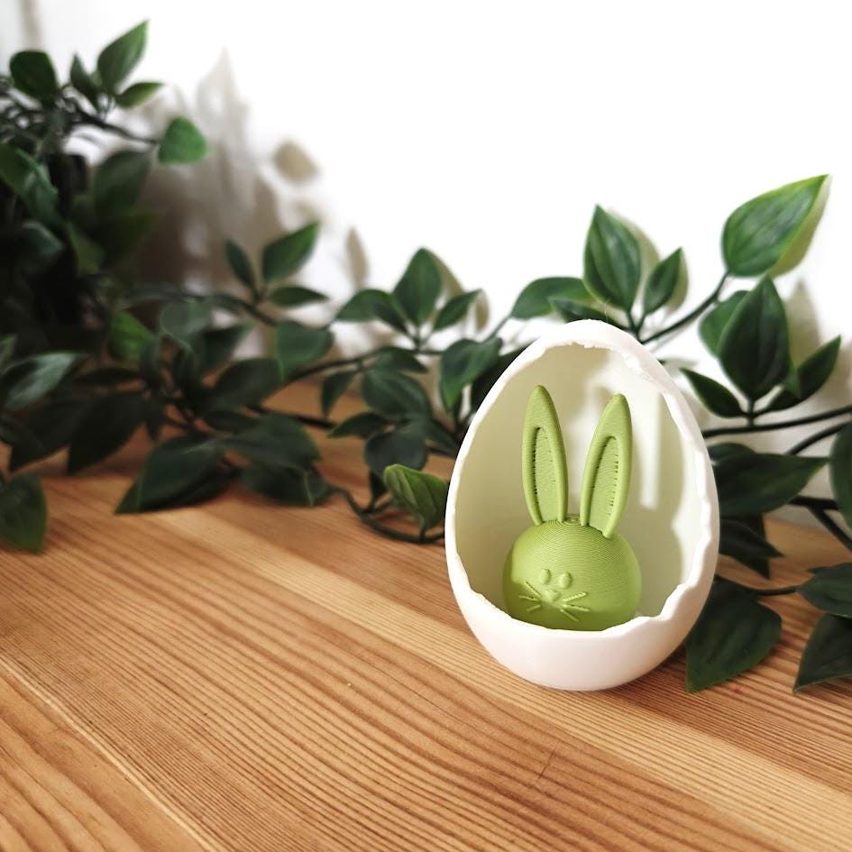 Eggshell Hanging or Standing Easter Decoration, Easter Egg Decor for Spring with Bunny and Chicken, 3d print