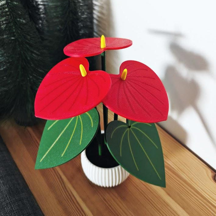 Anthurium Plant Coaster Set with Extra Storage Leaf Coaster Perfect Valentine Gift Plant Lovers Gift 3D printed Coaster