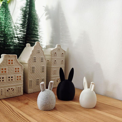 Bunny Figurines, Set of 3 Minimalist Nordic Scandinavian Decoration, Easter Egg Decor for Spring with Bunny Ears, 3d print, fluffy tail, big ears,minimalistic, modern