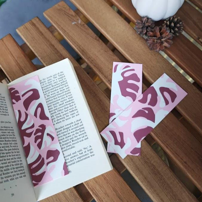 Monstera Bookmarks Set, Leaf Bookmarks, Gift for Bookworms or Gift for Plant Lovers Gift, 3d printed Bookmarks, Pink monstera