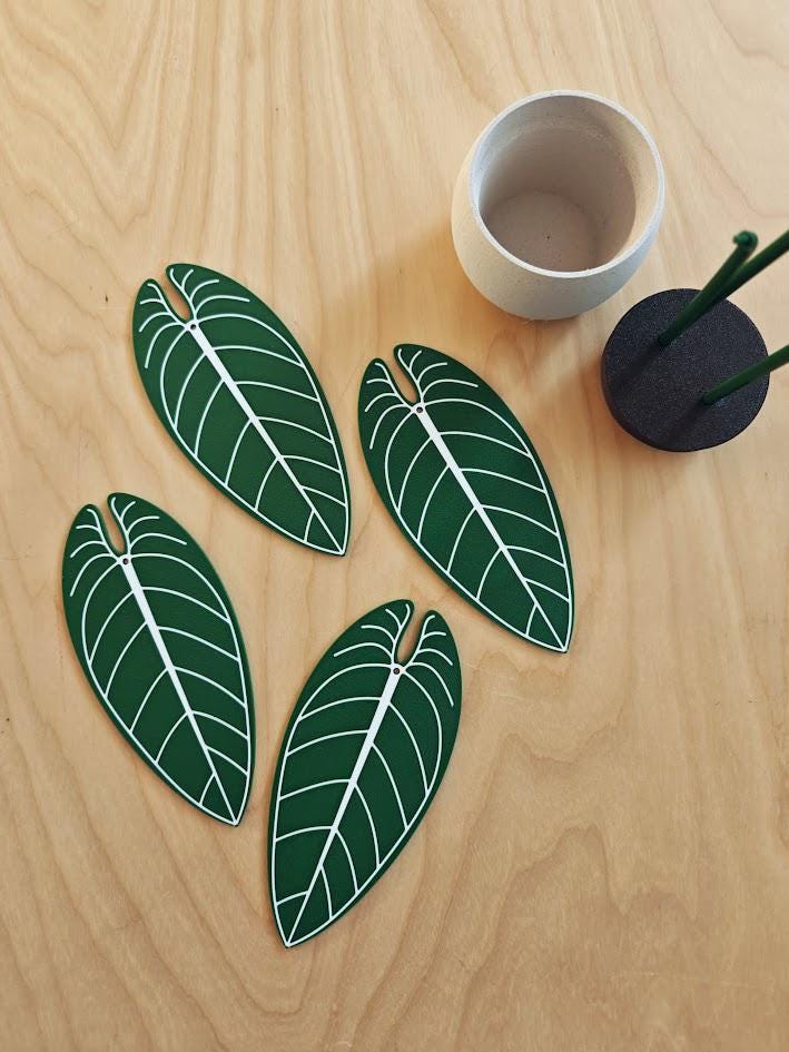Anthurium Warocqueanum, Plant Coaster Set, Queen of Anthuriums, Leaf Coasters, 3D printed Coasters, Anthurium Coaster, Anthurium Waro