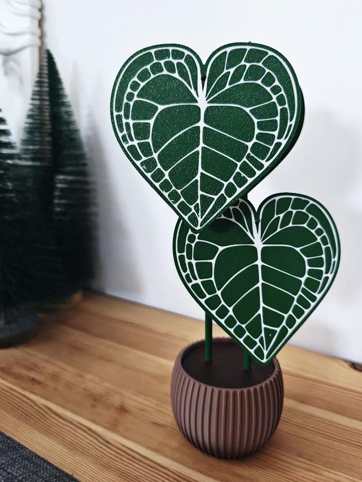 Anthurium Clarinervium Coaster Plant, Anthurium Coaster set of 4 Leaf Coasters, Heart shaped Coasters, 3d printed Coasters