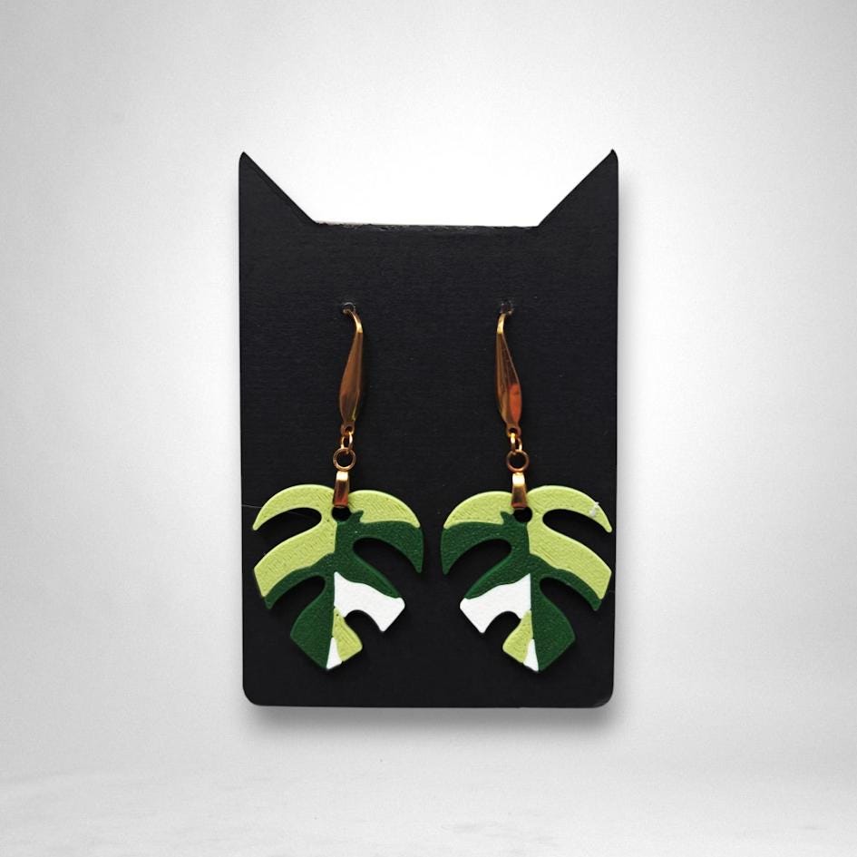 Leaf Earrings Monstera Var Minima, Monstera Earrings, Leaf Earrings, Plant Jewelry Gift for Plant Lovers, 3d printed Earrings, Raphidaphora
