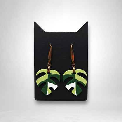 Leaf Earrings Monstera Var Minima, Monstera Earrings, Leaf Earrings, Plant Jewelry Gift for Plant Lovers, 3d printed Earrings, Raphidaphora