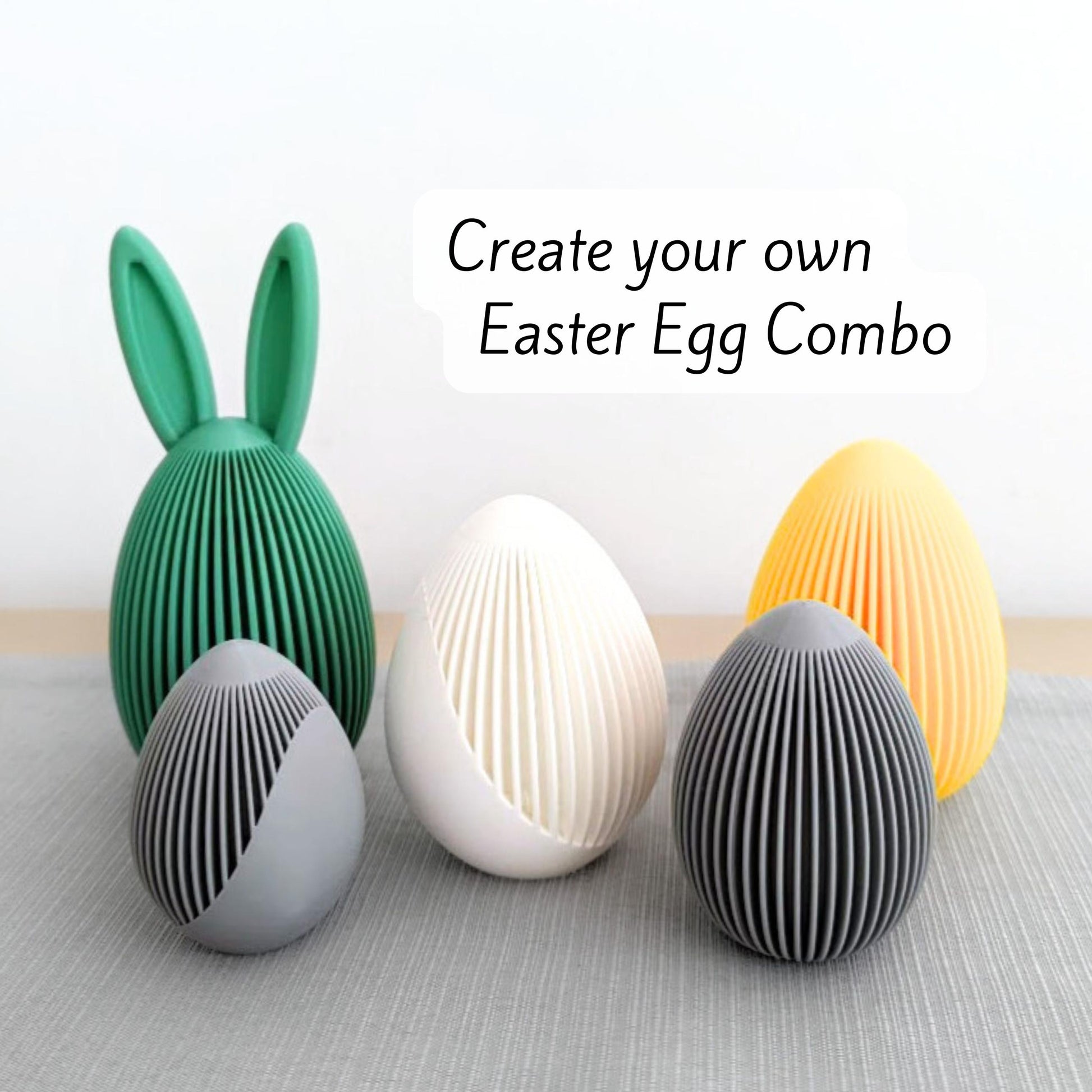 Easter Egg Decor Set – Geometric and Bunny-Inspired Designs, Easter Decoration, Spring Decor, Housewarming Gift, 3d print