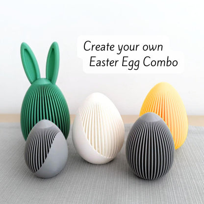 Easter Egg Decor Set – Geometric and Bunny-Inspired Designs, Easter Decoration, Spring Decor, Housewarming Gift, 3d print