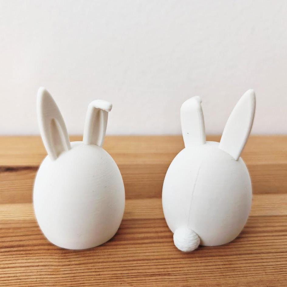 Bunny Figurines, Set of 3 Minimalist Nordic Scandinavian Decoration, Easter Egg Decor for Spring with Bunny Ears, 3d print, fluffy tail, big ears