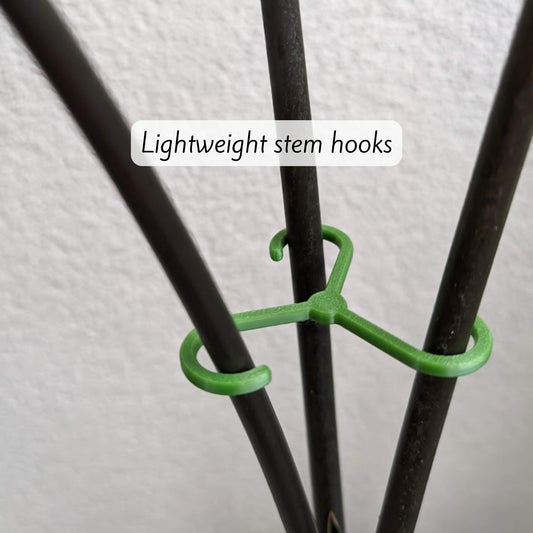 Stem Hook Supports, Lightweight with rounded edges, Multi-size, Stake for Heavy and Droopy Leaves, Set of Clips for Plant Care, 3d print
