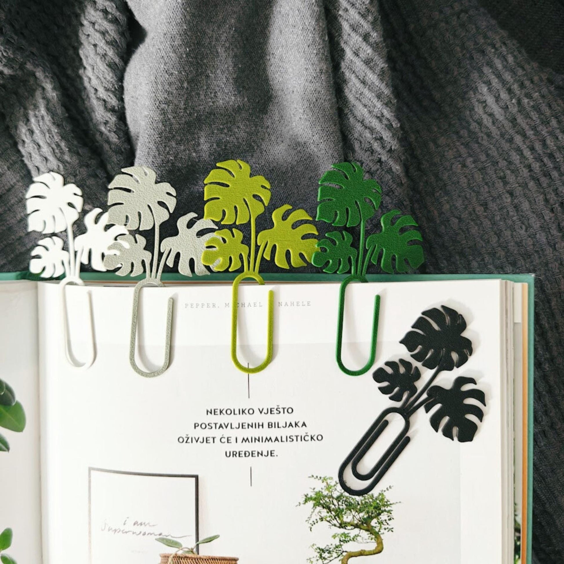 Monstera Leaf Bookmarks and Clips, Personalized Bookmark, Gift for Bookworms and Plant Lovers, 3d printed