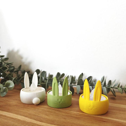 Bunny Tealight Holders Set, Easter Decoration, Spring Tabletop Decor, Housewarming Gift, 3d print