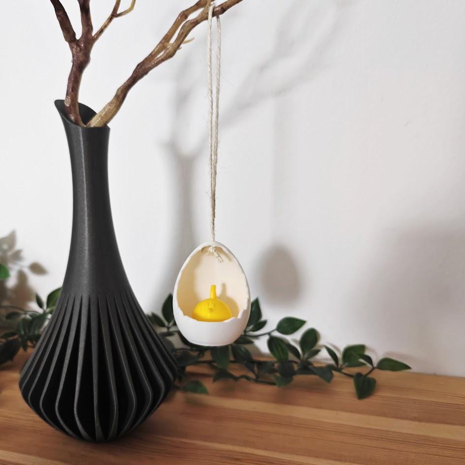 Eggshell Hanging or Standing Easter Decoration, Easter Egg Decor for Spring with Bunny and Chicken, 3d print