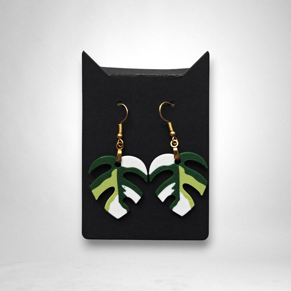 Leaf Earrings Monstera Var Minima, Monstera Earrings, Leaf Earrings, Plant Jewelry Gift for Plant Lovers, 3d printed Earrings, Raphidaphora