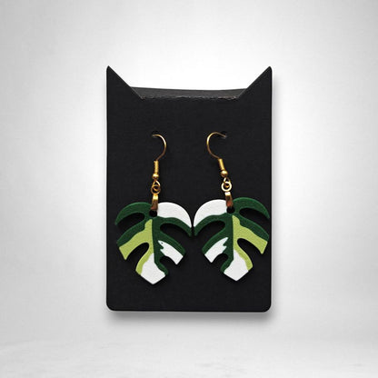 Leaf Earrings Monstera Var Minima, Monstera Earrings, Leaf Earrings, Plant Jewelry Gift for Plant Lovers, 3d printed Earrings, Raphidaphora