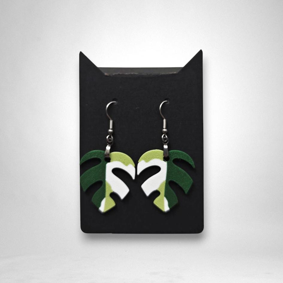 Leaf Earrings Monstera Var Minima, Monstera Earrings, Leaf Earrings, Plant Jewelry Gift for Plant Lovers, 3d printed Earrings, Raphidaphora