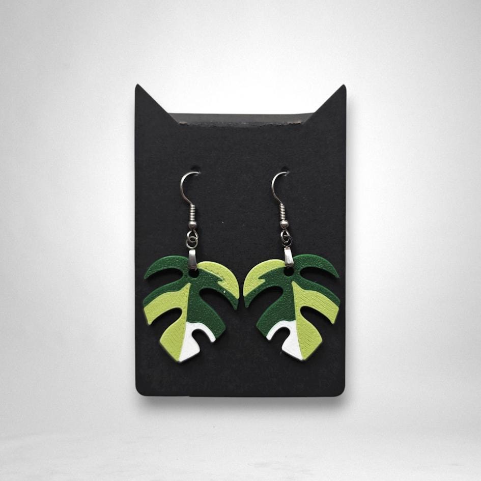 Leaf Earrings Monstera Var Minima, Monstera Earrings, Leaf Earrings, Plant Jewelry Gift for Plant Lovers, 3d printed Earrings, Raphidaphora