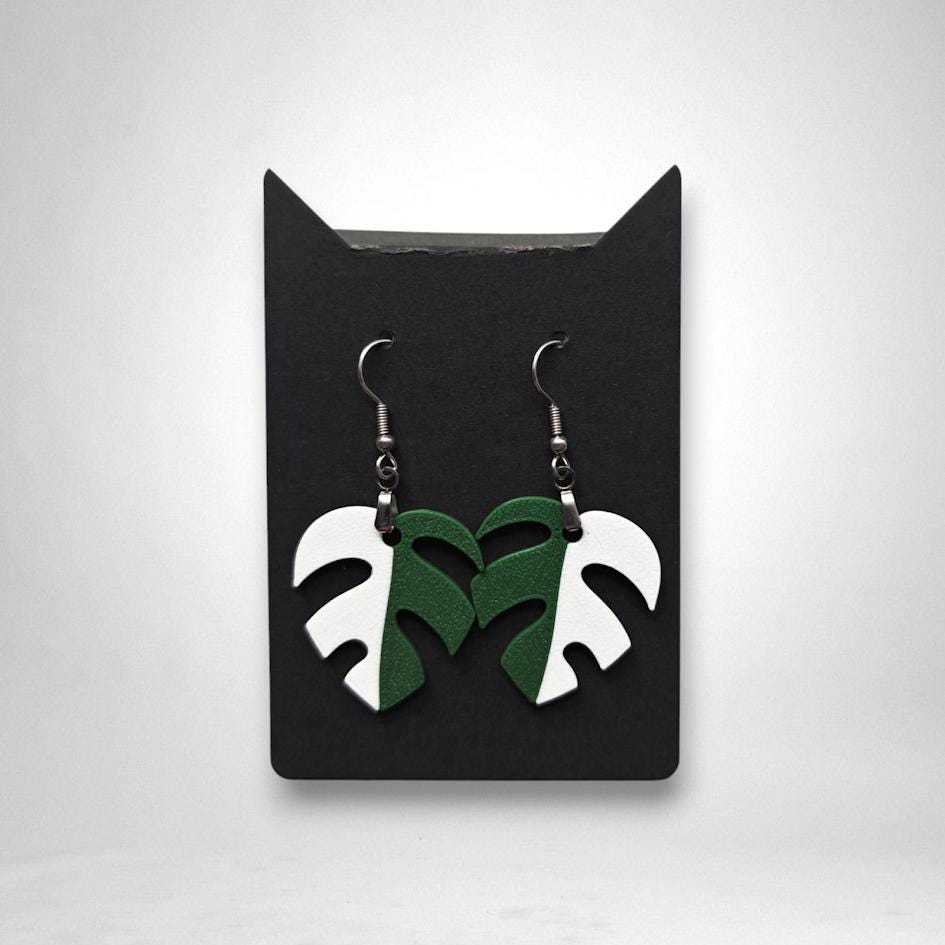 Leaf Earrings Monstera Var Minima, Monstera Earrings, Leaf Earrings, Plant Jewelry Gift for Plant Lovers, 3d printed Earrings, Raphidaphora