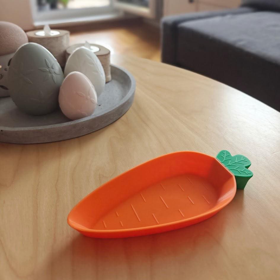 Carrot Bowl, 3D Printed Easter Candy Dish, Spring Table Decor, Orange and Green Tray, Cookie Holder