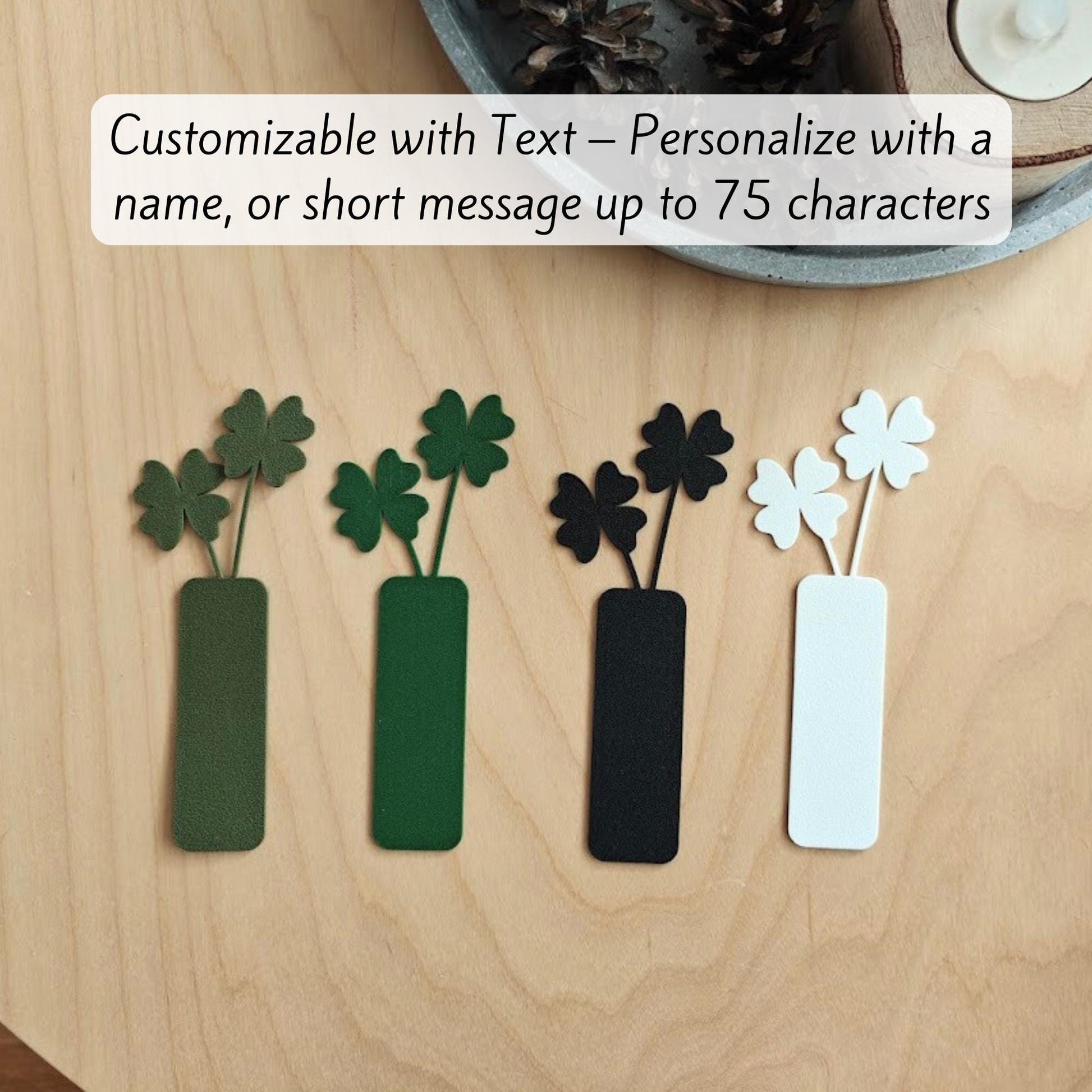 Clover Leaf Bookmarks and Clips, Personalized Bookmark, Gift for Bookworms and Plant Lovers, 3d printed St. Patrick&#39;s Day Present