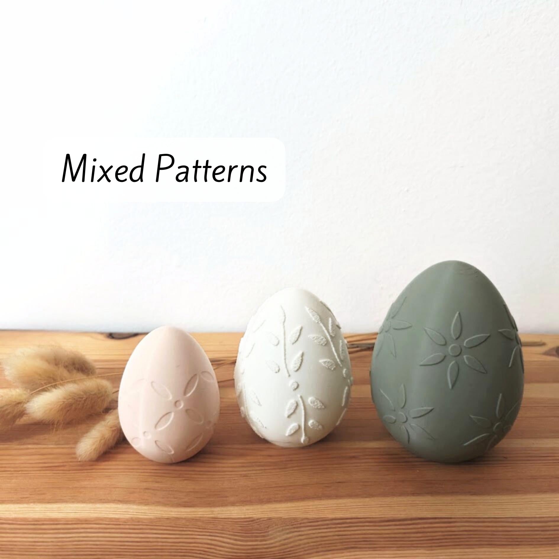 Easter Eggs with Patterns, Decorative Set of 3, Pastel Colors, Patterned Spring Decor, Whimsical Housewarming Gift, 3d print