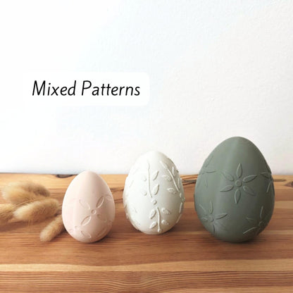 Easter Eggs with Patterns, Decorative Set of 3, Pastel Colors, Patterned Spring Decor, Whimsical Housewarming Gift, 3d print