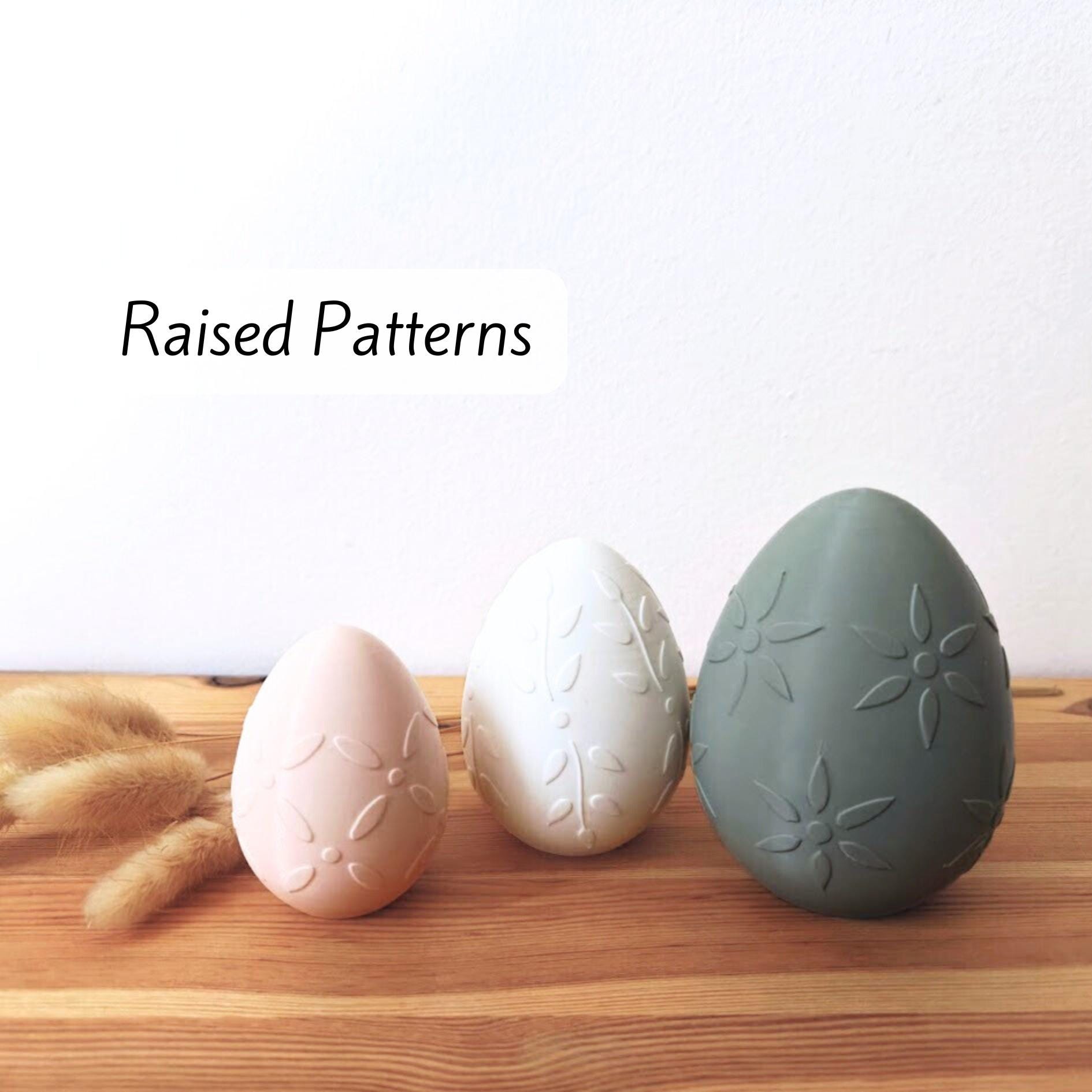 Easter Eggs with Patterns, Decorative Set of 3, Pastel Colors, Patterned Spring Decor, Whimsical Housewarming Gift, 3d print, Raised Patterns