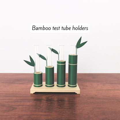 Bamboo Propagation Stand, Hydroponic Test Tube Holder, Rooting Vase with Plastic Vials, Cuttings Grow Station, 3D printed organizer