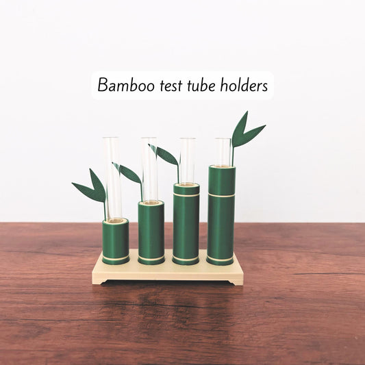 Bamboo Propagation Stand, Hydroponic Test Tube Holder, Rooting Vase with Plastic Vials, Cuttings Grow Station, 3D printed organizer