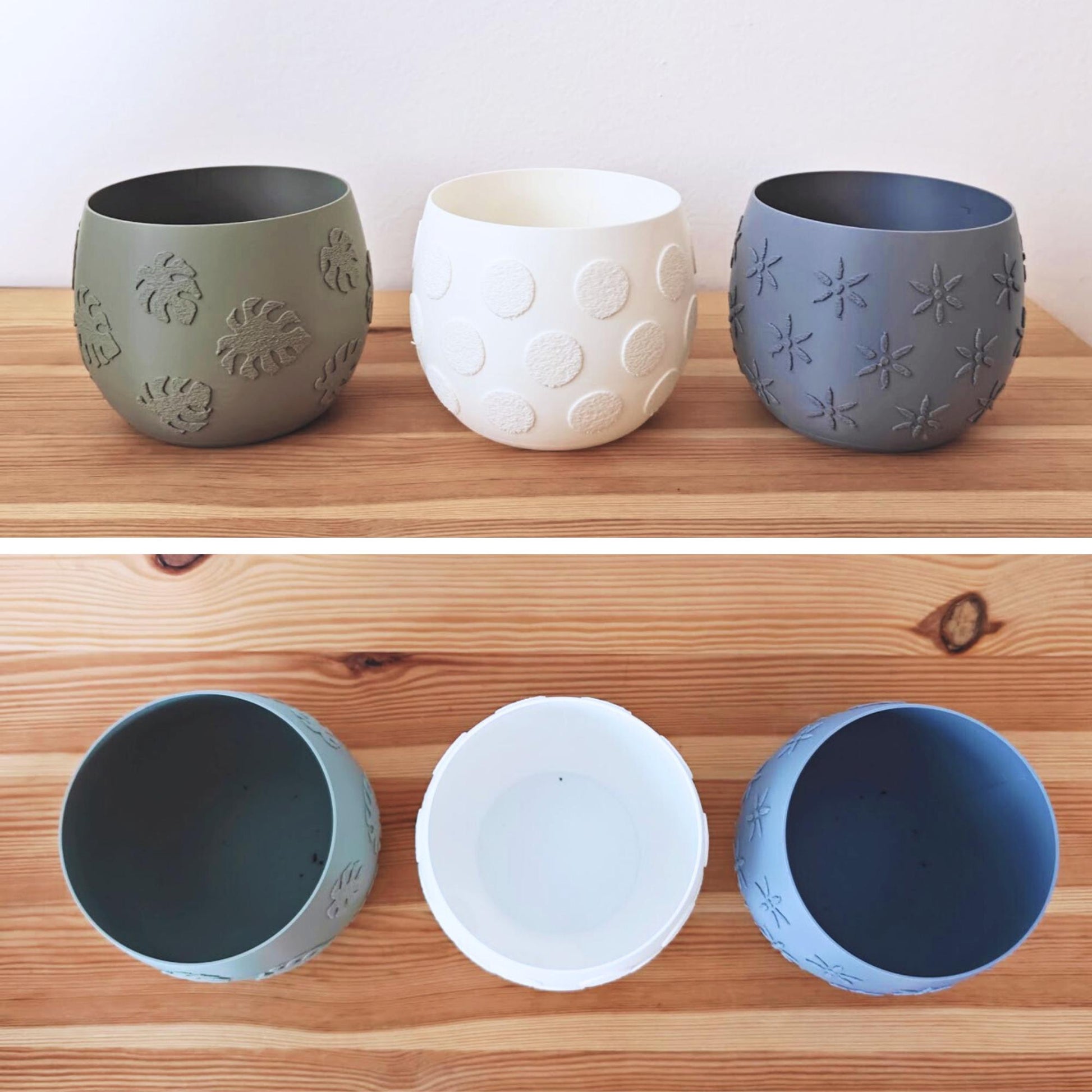Plant Pots with Decorative Patterns – Monstera, Flowers, or Polka Dots