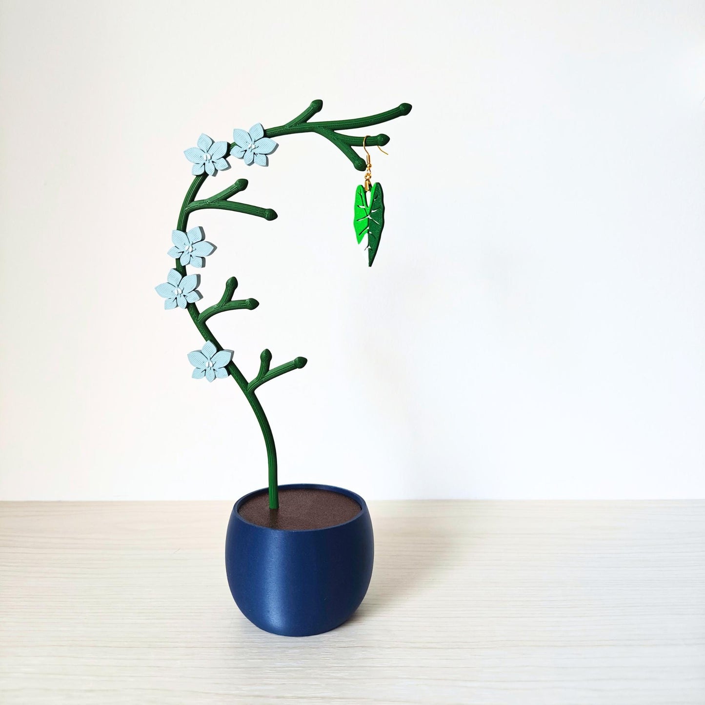 Orchid Jewelry Holder, Earring & Necklace Stand, Floral Jewelry Organizer with Storage Pot for Rings, Gift for Plant Lovers