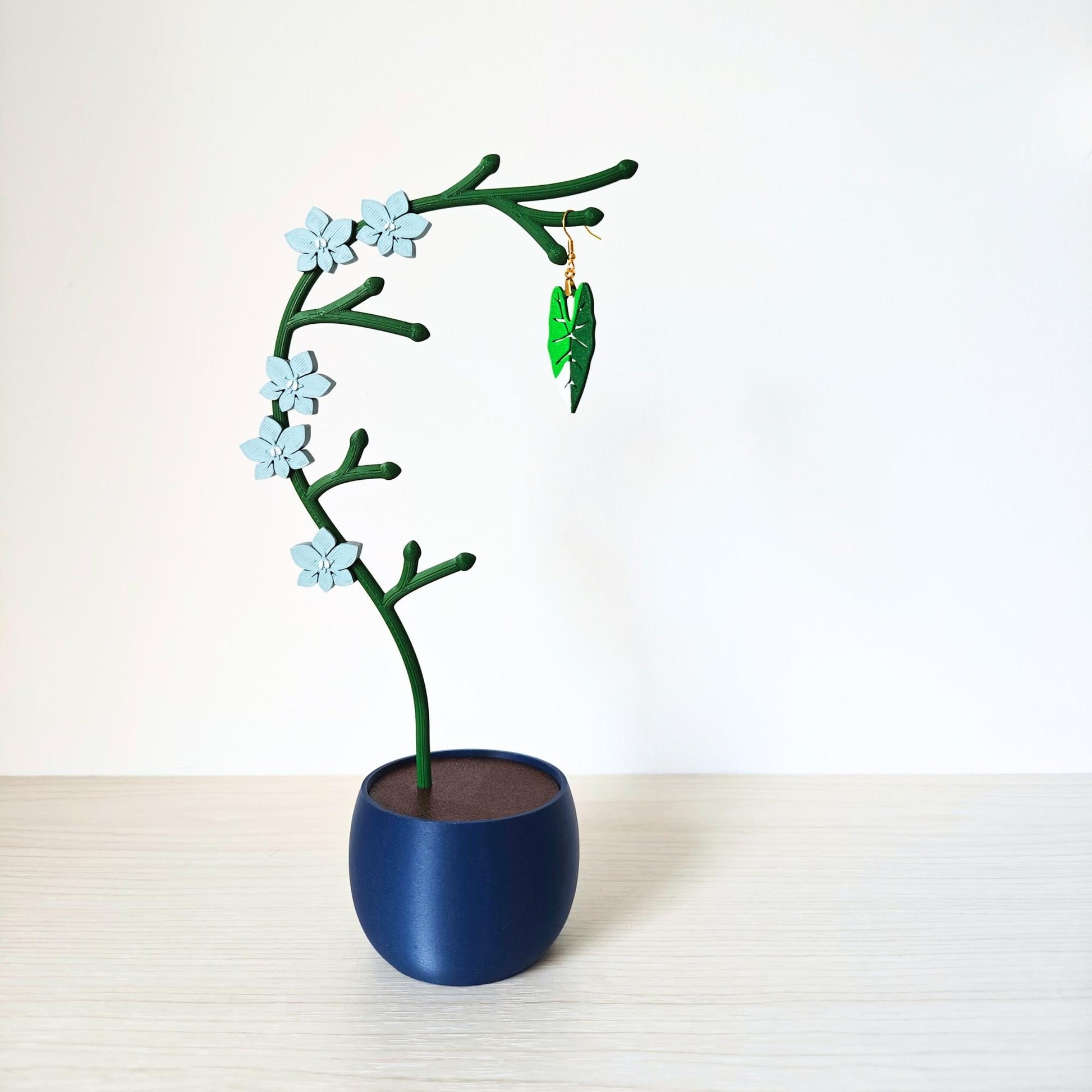 Orchid Jewelry Holder, Earring & Necklace Stand, Floral Jewelry Organizer with Storage Pot for Rings, Gift for Plant Lovers