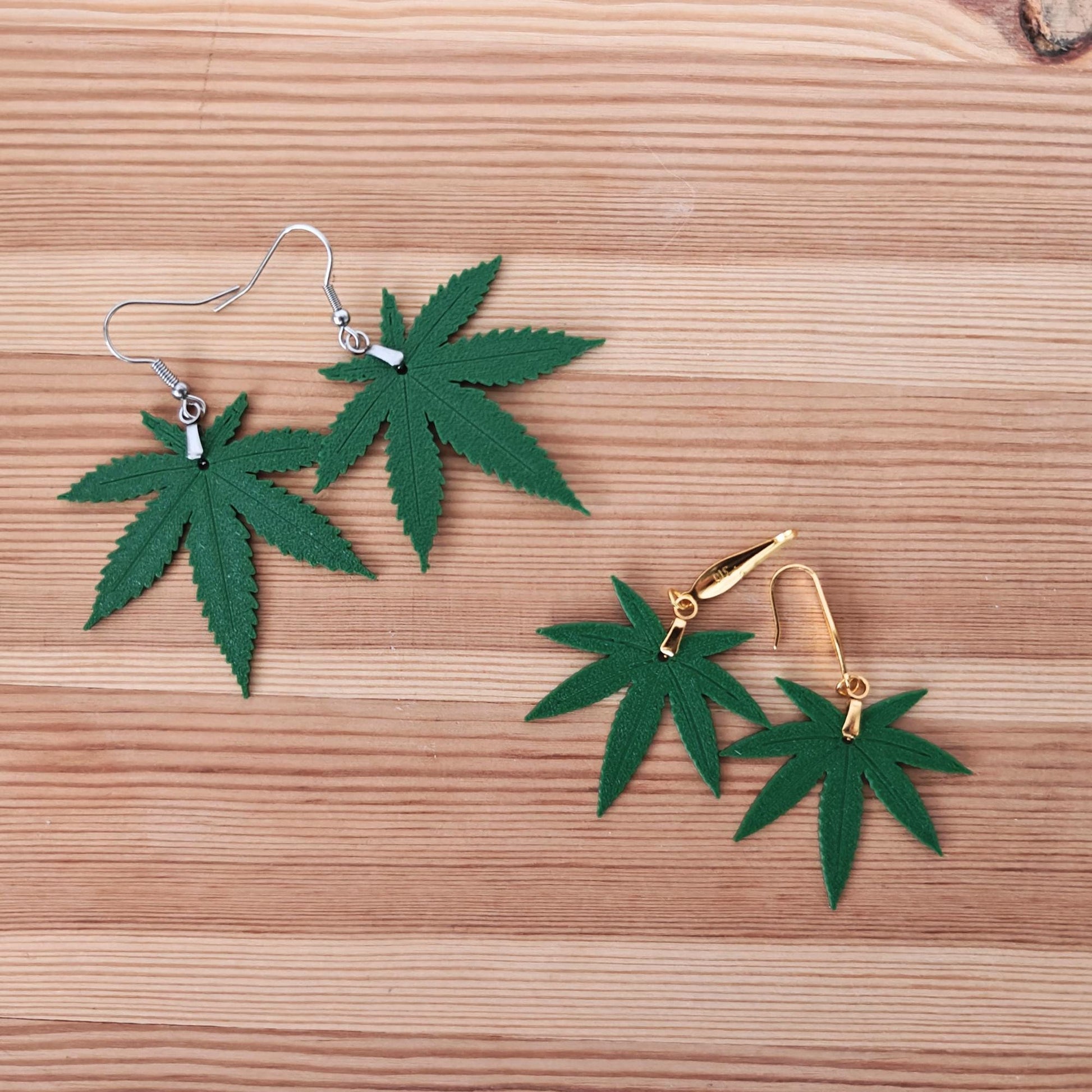 Cannabis Leaf Earrings, Marijuana Jewelry, Weed Leaf Design, 3D printed Gift for Pot Lovers and Stoners, 420 Reggae Rasta Accessories