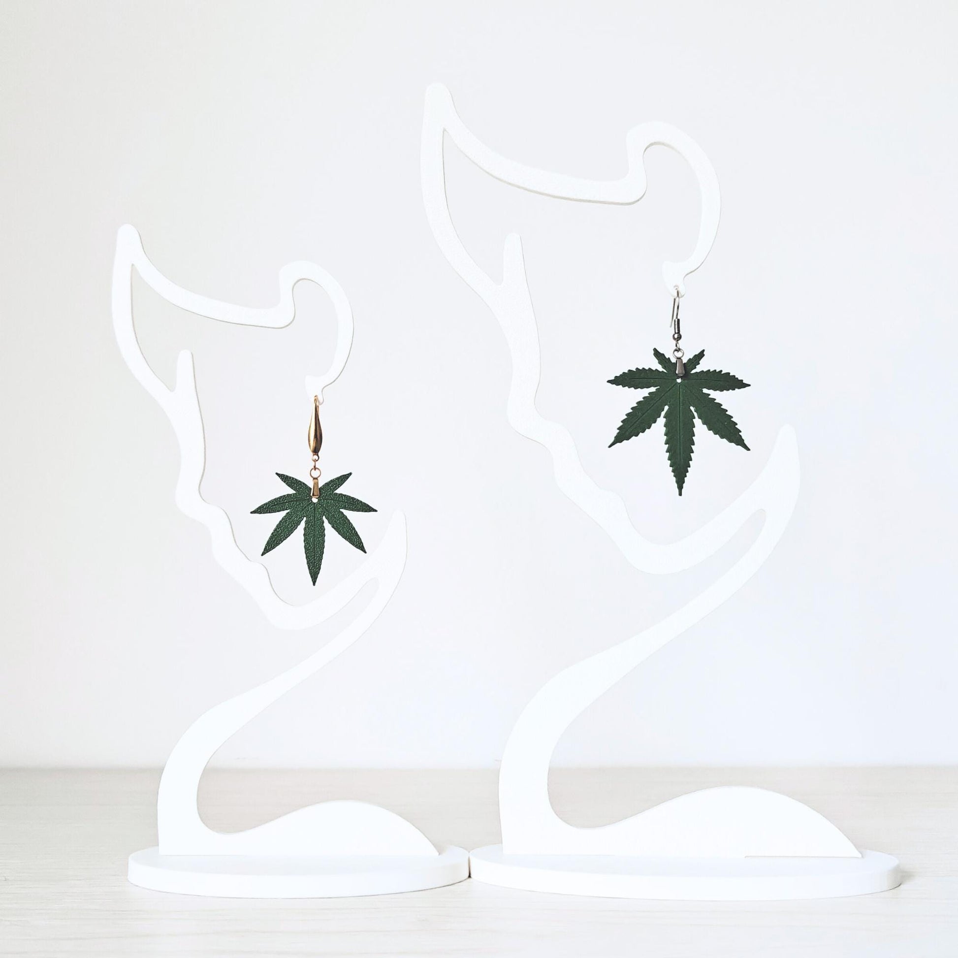 Cannabis Leaf Earrings, Marijuana Jewelry, Weed Leaf Design, 3D printed Gift for Pot Lovers and Stoners, 420 Reggae Rasta Accessories