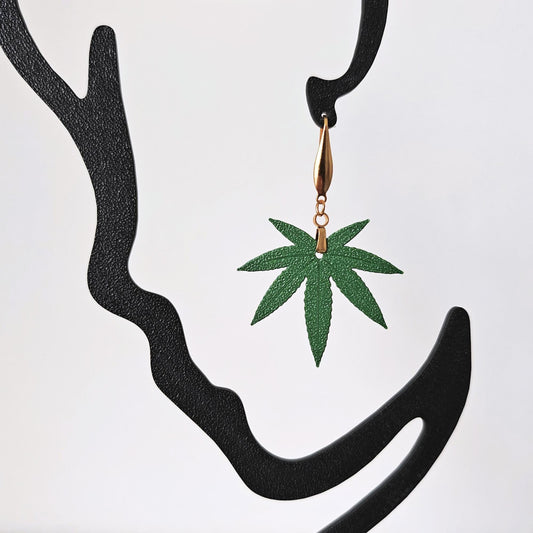 Cannabis Leaf Earrings, Marijuana Jewelry, Weed Leaf Design, 3D printed Gift for Pot Lovers and Stoners, 420 Reggae Rasta Accessories