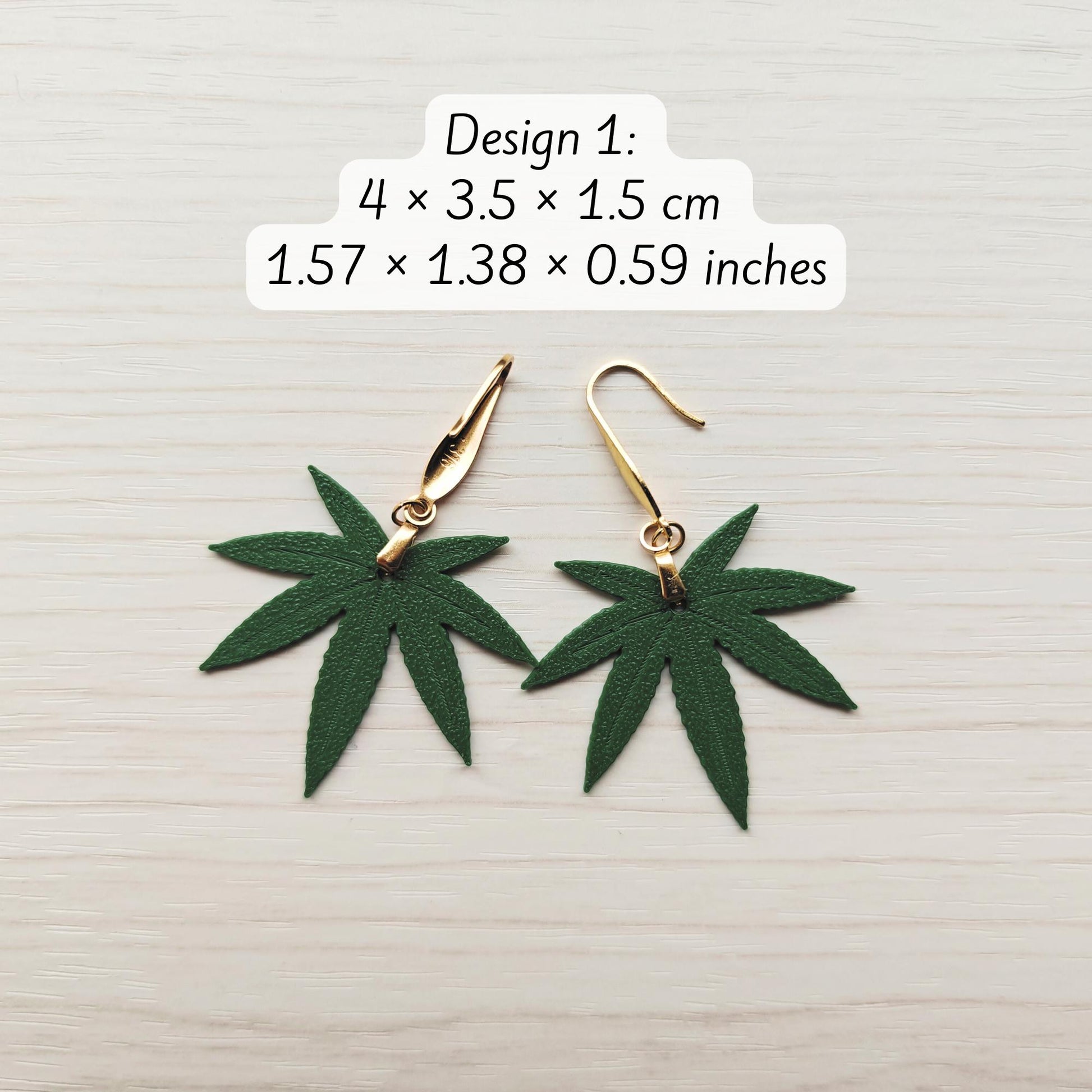 Cannabis Leaf Earrings, Marijuana Jewelry, Weed Leaf Design, 3D printed Gift for Pot Lovers and Stoners, 420 Reggae Rasta Accessories