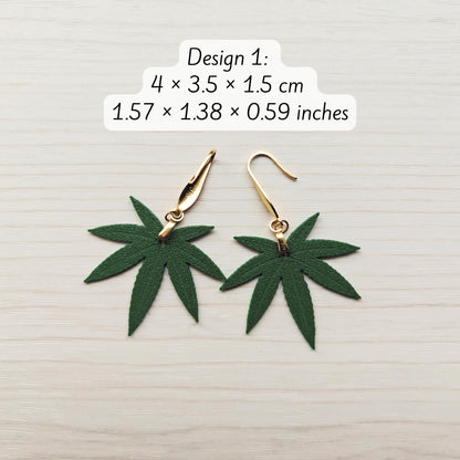 Cannabis Leaf Earrings, Marijuana Jewelry, Weed Leaf Design, 3D printed Gift for Pot Lovers and Stoners, 420 Reggae Rasta Accessories