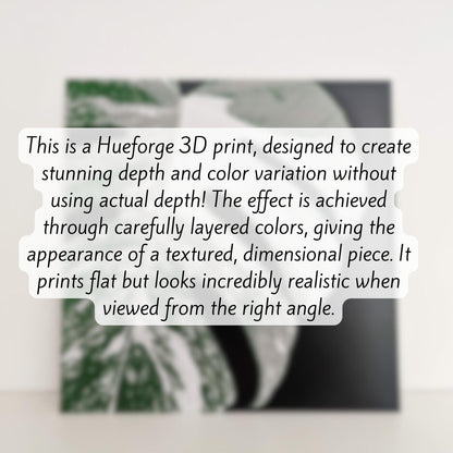 Monstera Albo Leaf, Hueforge Wall Art, 3D Illusion Print, Plant Lover Gift