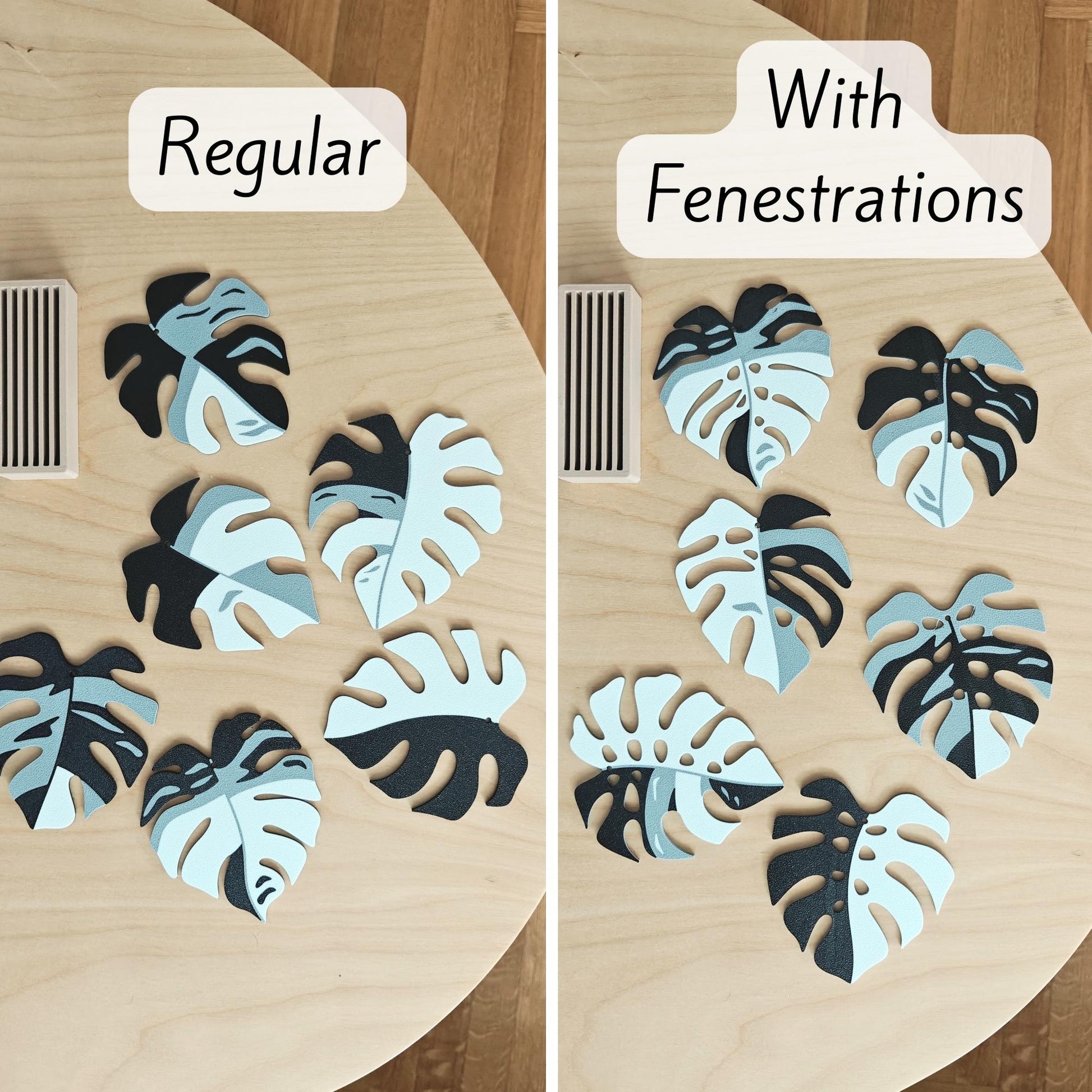 Monstera Leaf Coaster Set, Monstera Coasters with Holder, 3D printed Table Decor, Variegated Plant