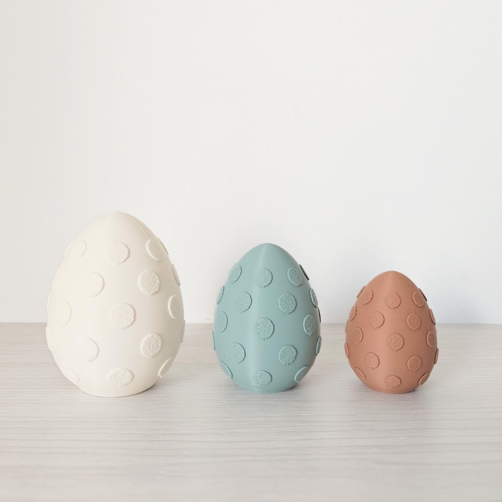 Easter Eggs with Polka Dots, Decorative Set of 3, Pastel Colors, Patterned Spring Easter Table Decoration, Housewarming Gift, 3d print