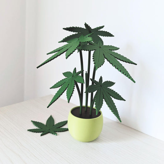 Cannabis Coaster Plant, Marijuana Table Drink Mat, Weed Leaf Design, 3D printed Coasters, Gift for Pot Lovers and Stoners, 420 Home Decor
