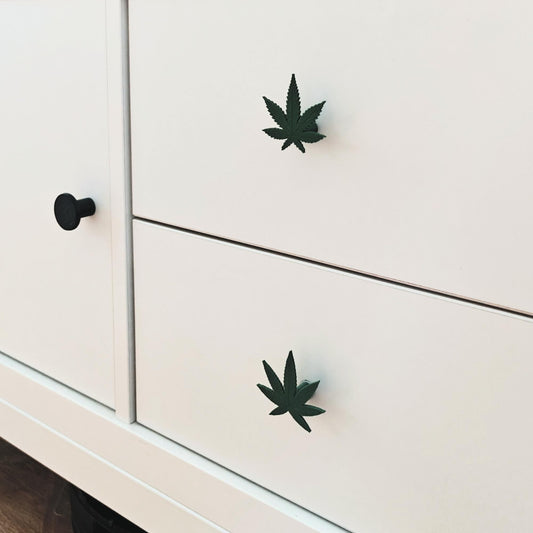 Weed Leaf Handles for Door or Drawer, Marijuana Knob, Cannabis Handle, 420-Themed Cabinet Pull, Pot Leaf Door knob, 3d print