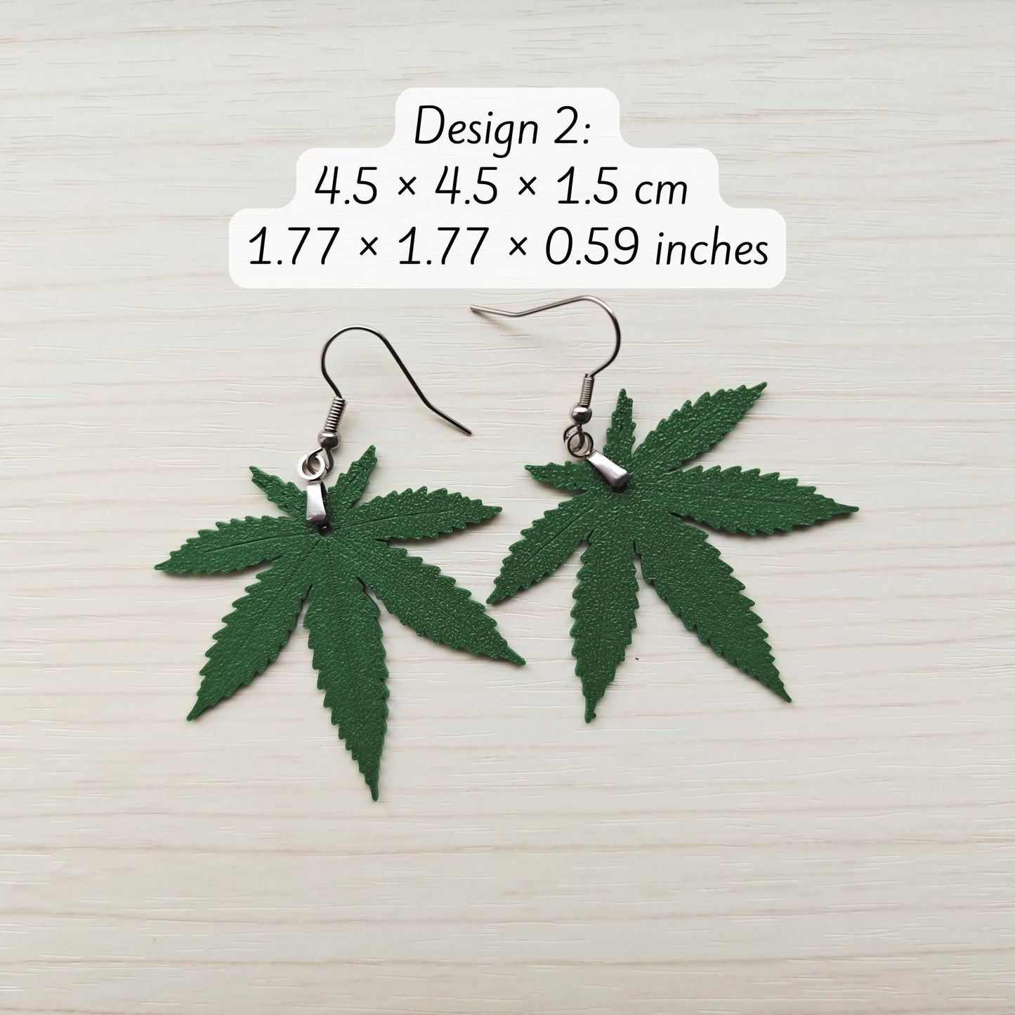 Cannabis Leaf Earrings, Marijuana Jewelry, Weed Leaf Design, 3D printed Gift for Pot Lovers and Stoners, 420 Reggae Rasta Accessories