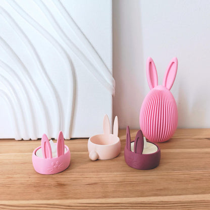 Bunny Tealight Holders Set, Easter Decoration, Spring Tabletop Decor, Housewarming Gift, 3d print