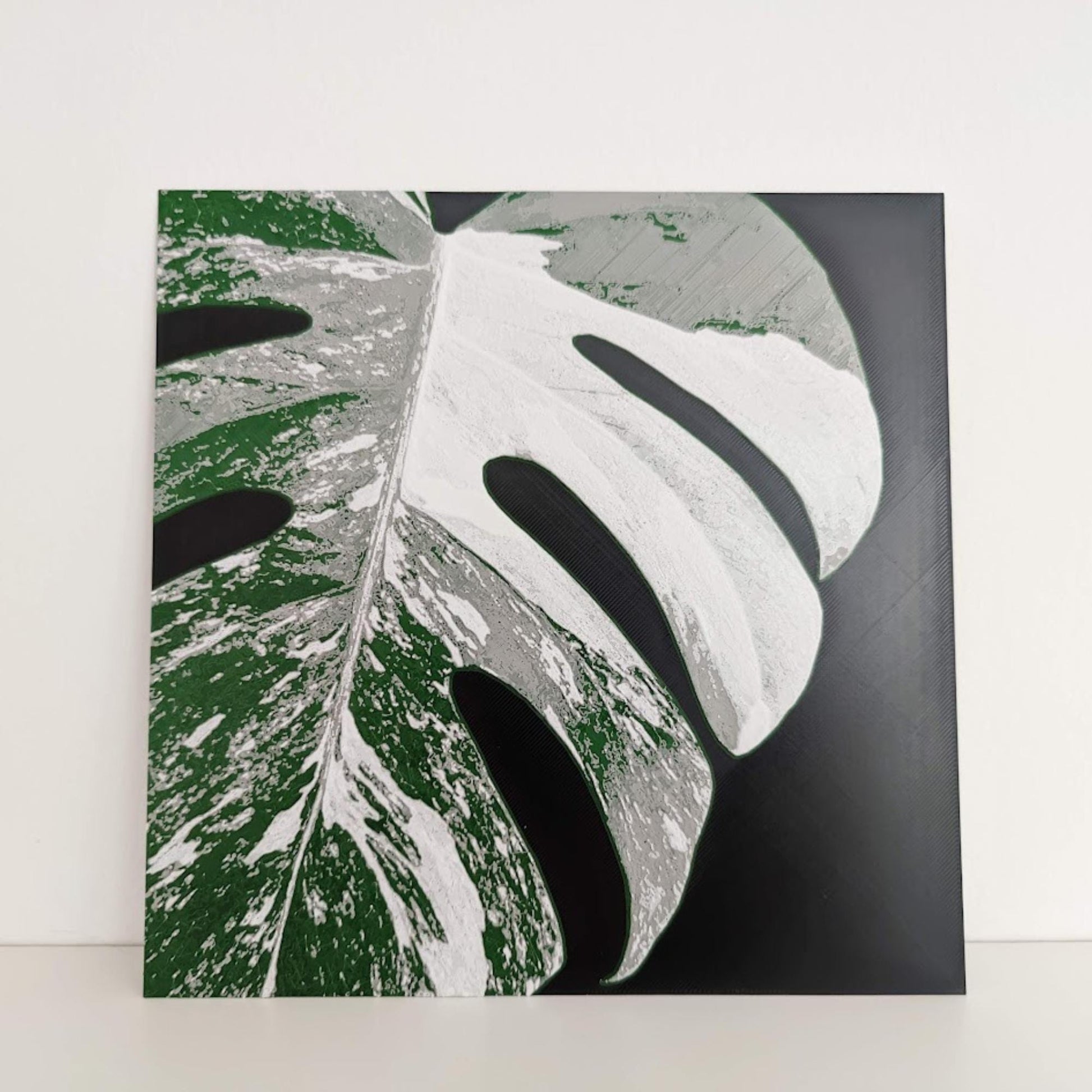 monstera albo black Monstera Albo Leaf, Hueforge Wall Art, 3D Print – noordinaryleaf