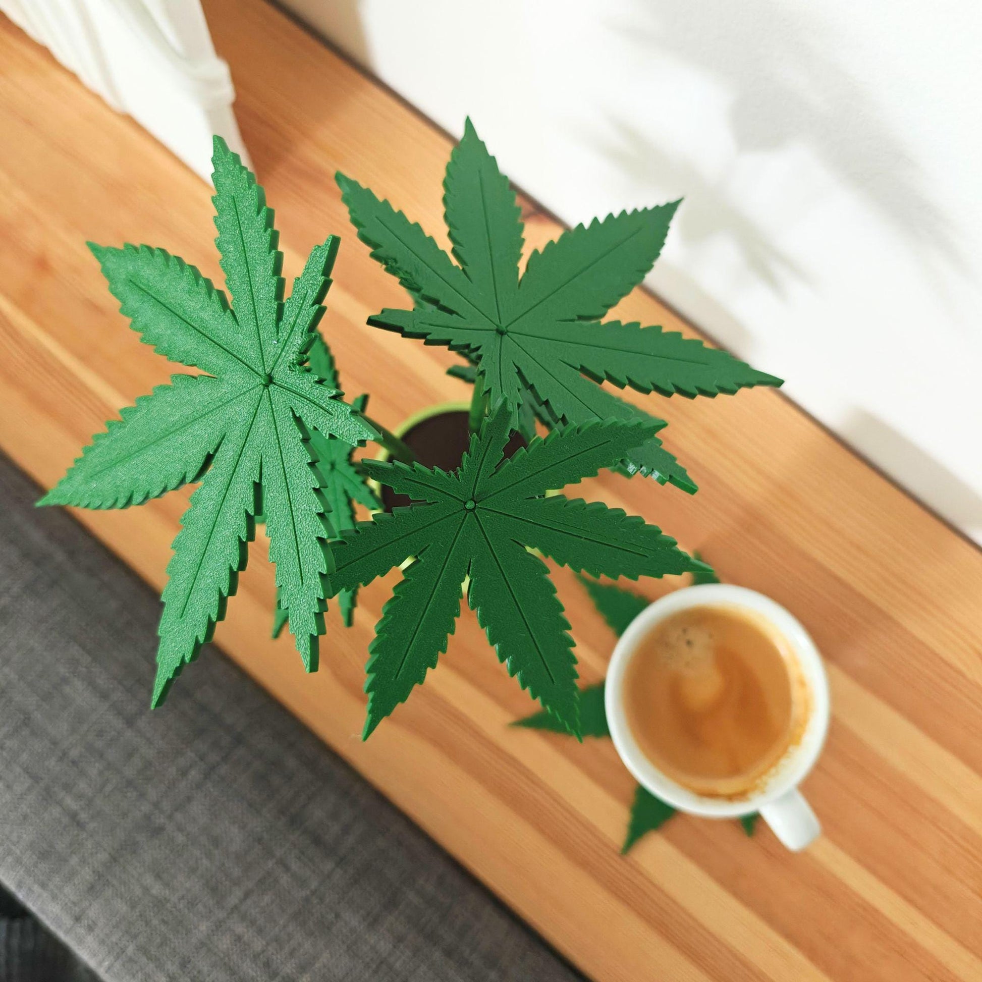 Cannabis Coaster Plant, Marijuana Table Drink Mat, Weed Leaf Design, 3D printed Coasters, Gift for Pot Lovers and Stoners, 420 Home Decor
