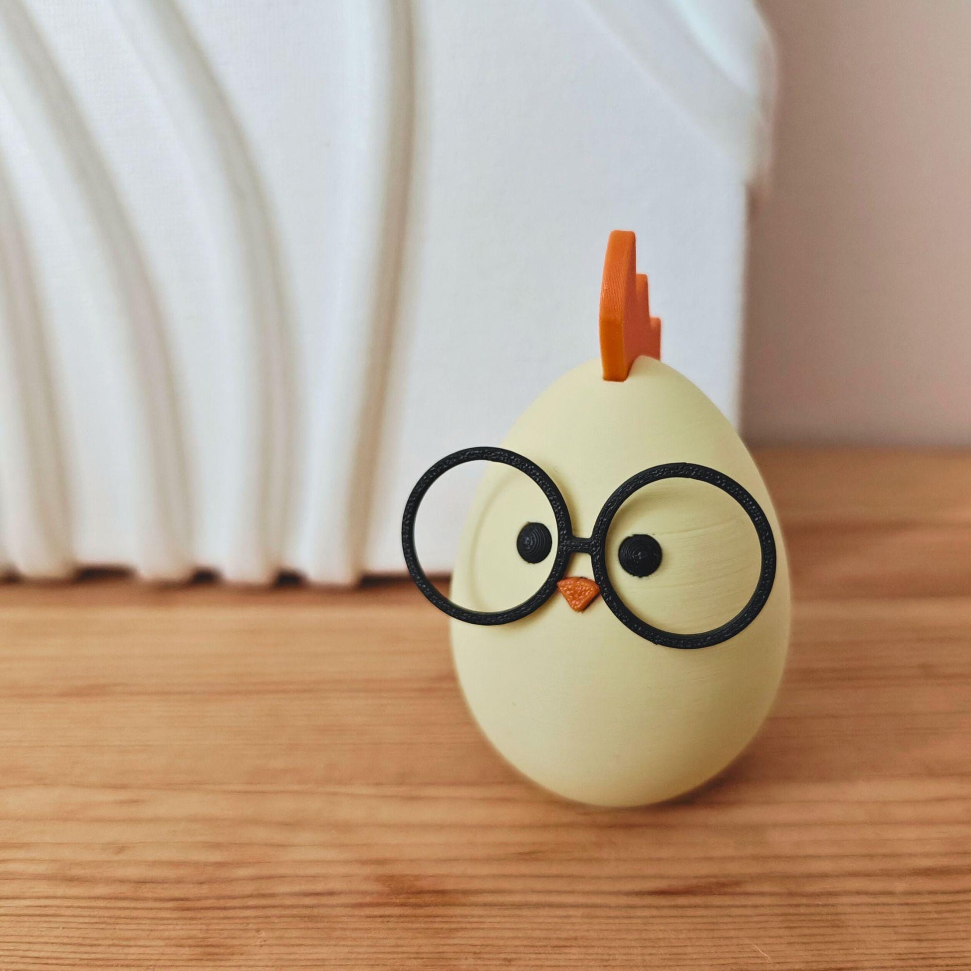 Chick with Glasses Easter Decor, Cute Spring Decoration, Egg shaped Chicken, in Pastel Colors, 3d print