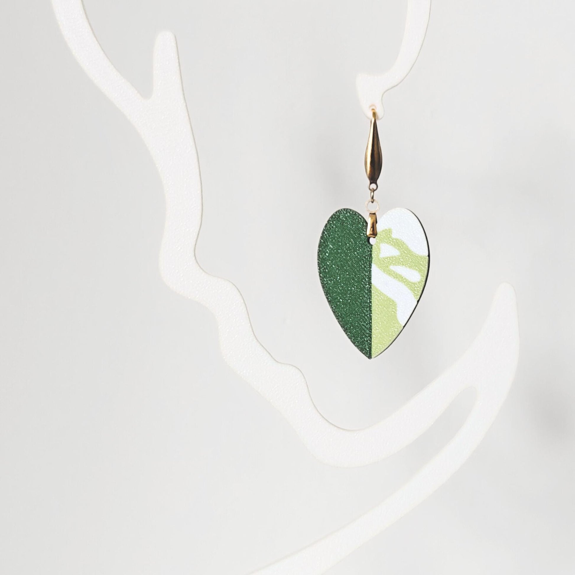 Leaf Earrings Philodendron Pink Princess or White Princess Jewelry Gift for Plant Lovers, Heart shaped Plant Earrings, 3d printed Earrings