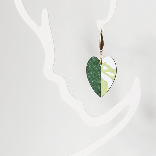Leaf Earrings Philodendron Pink Princess or White Princess Jewelry Gift for Plant Lovers, Heart shaped Plant Earrings, 3d printed Earrings