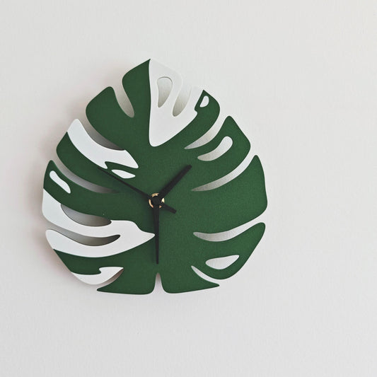 Monstera Wall Clock, Leaf Decorations, Gift for Plant Lovers, 3d printed Home Decor