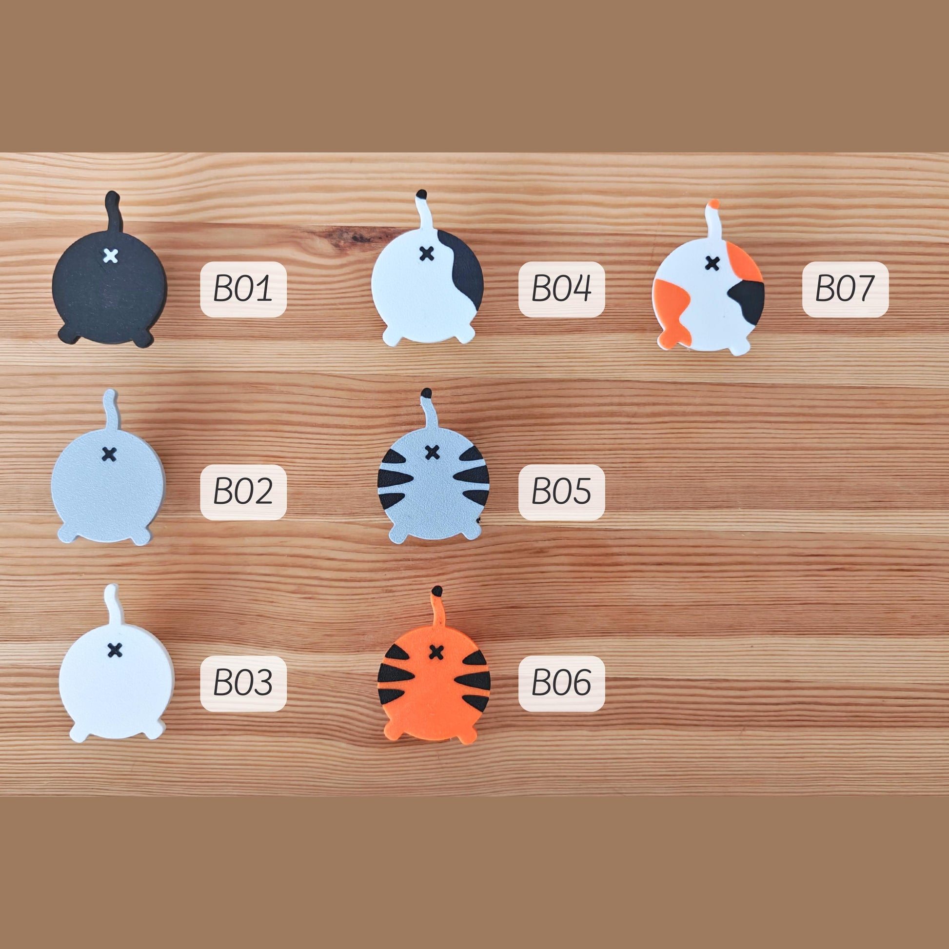 Cat Door Knobs and Drawer Pulls, 3D Printed Cat Face and Cat Butt Handles, Cabinet Hardware for Cat Lovers