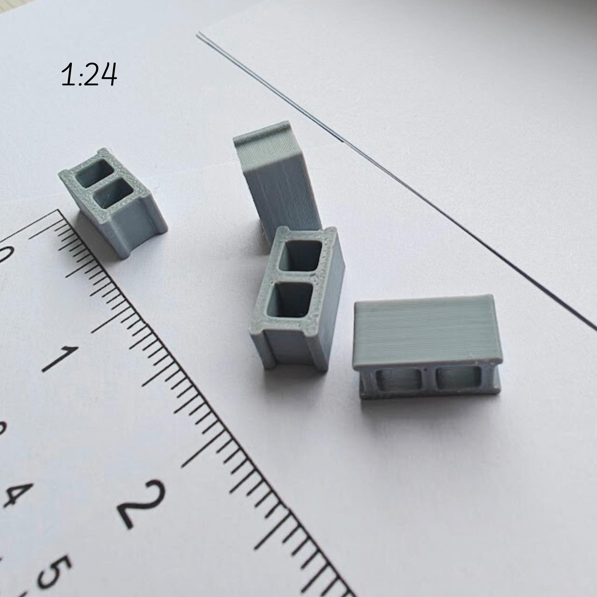 Cinder Block Miniatures, 1/24 Scale Concrete Blocks for Dioramas, Displays, Model Scenes, Crafts, Hobby Projects, 3D print